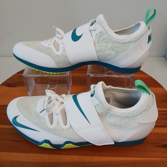 Nike‎ Pole Vault Elite Mens 13 White Bright Spruce PV Track Shoes FZ9649-100 main image 9